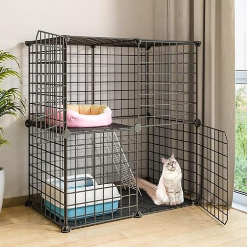 GHKFEJGDEN Katzenkäfig, Katzenkäfig für den Innenbereich, DIY-Katzenzaun, abnehmbarer Metalldraht, großer Spielplatz, mehrere Größen für Katzenkäfige (Größe: 75 x 39 x 73 cm) von GHKFEJGDEN