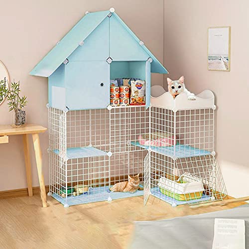 GHKFEJGDEN Katzenkäfig Katzenlaufstall, Deluxe-Katzenhaus/Katzenhaus/Katzenkäfig mit 3 Ebenen, zusammenklappbar, Metallkäfig mit Hängematte, Katzennest, Katzentoilette GHKFEJGDEN Katzenkäfig Katzenlaufstall, Deluxe-Katzenhaus/Katzenhaus/Katzenkäfig mit 3 Ebenen, zusammenklappbar, Metallkäfig mit Hängematte, Katzennest, Katzentoilette von GHKFEJGDEN