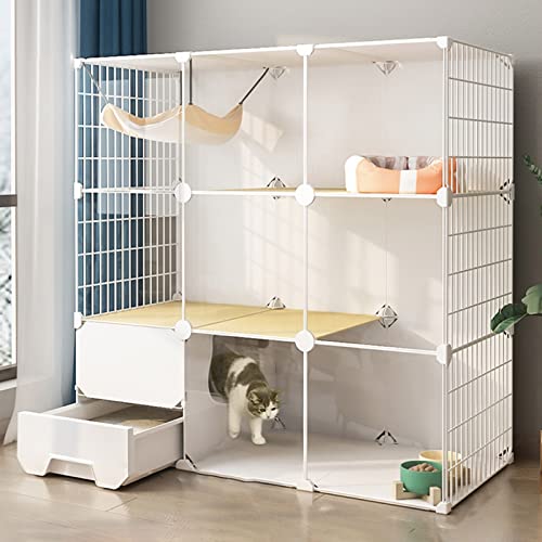 GHKFEJGDEN Katzenkäfig für Indoor-Katzen, Katzenkäfig für den Innenbereich, Katzenkäfig mit Katzentoilette, abnehmbarer Metall-Kleintierkäfig, DIY-Design, Kätzchen-Laufstall (Größe: 107 x 47 x 107 cm) GHKFEJGDEN Katzenkäfig für Indoor-Katzen, Katzenkäfig für den Innenbereich, Katzenkäfig mit Katzentoilette, abnehmbarer Metall-Kleintierkäfig, DIY-Design, Kätzchen-Laufstall (Größe: 107 x 47 x 107 cm) von GHKFEJGDEN