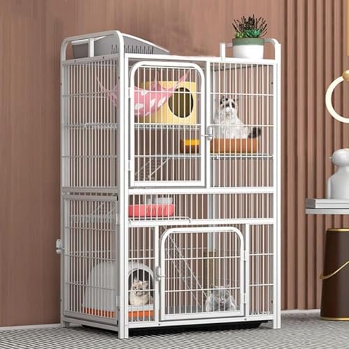 GHKFEJGDEN Katzenkäfig für den Innenbereich, großes Katzengehege, Eisen, tragbarer Zaun, abnehmbarer Metall-Tierkäfig, großer Trainingsplatz, ideal für 1-3 Katzen (Farbe: Weiß) von GHKFEJGDEN