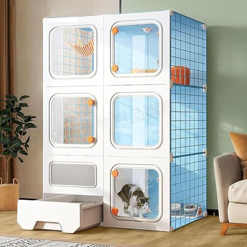 GHKFEJGDEN Katzenkäfig für den Innenbereich mit Katzentoilette, Katzengehege, abnehmbares Katzenhaus mit Hängematte, Kleintierkäfig für kleine Haustiere, Katzen, Welpen (Größe: 70 x 35 x 105 cm) GHKFEJGDEN Katzenkäfig für den Innenbereich mit Katzentoilette, Katzengehege, abnehmbares Katzenhaus mit Hängematte, Kleintierkäfig für kleine Haustiere, Katzen, Welpen (Größe: 70 x 35 x 105 cm) von GHKFEJGDEN