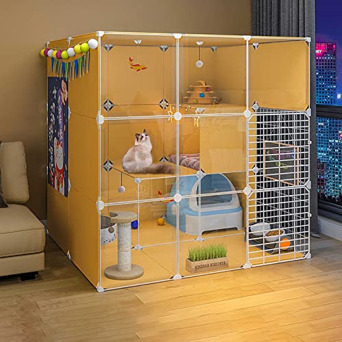 GHKFEJGDEN Katzenkäfige Indoor Groß - Katzenkäfig Laufstall Katzengehege Katzenkiste Katzenhütten für Indoor Katzen Katzenhütte Bett Abnehmbare Metalldraht Zwinger - Großer Übungsplatz Ideal für 1-4 von GHKFEJGDEN