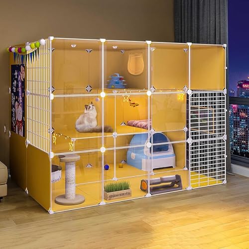GHKFEJGDEN Katzenkäfige Indoor Groß - Katzenkäfig Laufstall Katzengehege Katzenkiste Katzenhütten für Indoor Katzen Katzenhütte Bett Abnehmbare Metalldraht Zwinger - Großer Übungsplatz Ideal für 1-4 von GHKFEJGDEN