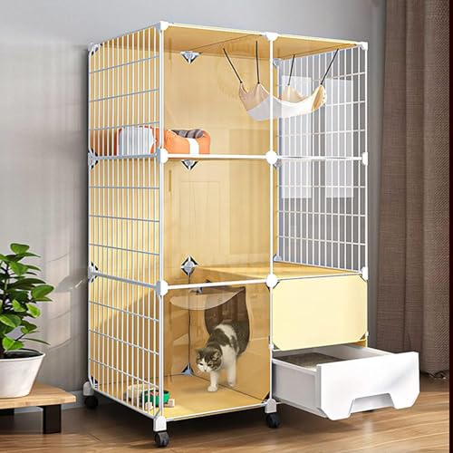 Katze Käfig, Katzenfalle Große Katzenfalle drinnen mit Katzenkiste - großer Laufstall für Katze (Größe: 77 * 47 * 112 cm) von GHKFEJGDEN