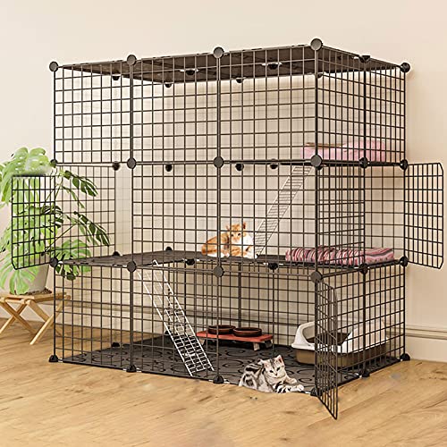 Katzenkäfig, Frettchenkäfig für den Innenbereich, Katzenhütte, Metalldraht, Käfig für Kleintiere, Kätzchen, Meerschweinchen, ideal für 1–4 Katzen von GHKFEJGDEN