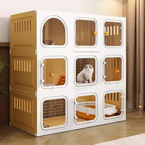 Katzenkäfig Innen, Katzengehege, Katzenkäfig Kiste, Katzenkäfig mit Katzentoilette, Katzenlaufstall, mit Katzentoilette, Katzenhängematte, Geschlossener Katzenkäfig, für 1-2 Katzen, Frettchen von GHKFEJGDEN