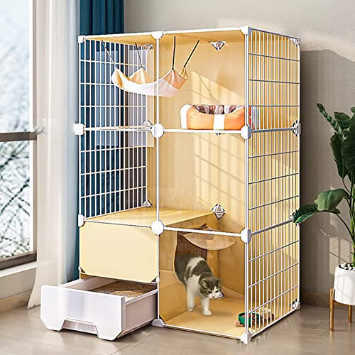 Katzenkäfig – Katzenhütten für Indoor-Katzen, Indoor-Katzenkäfige Gehege, DIY-Katzenlaufstall für Kleintiere, abnehmbare Metalldrahtzwinger für Haustierwelpen, Frettchen, Kaninchen, Igel (Größe: 72 x von GHKFEJGDEN