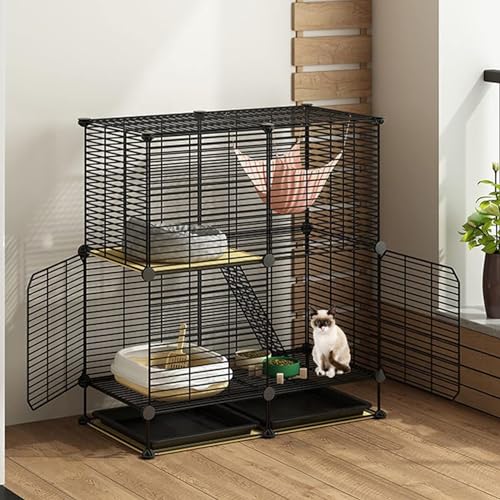 Katzenkäfig Katzenrennen Katzenutensilien für Innenkatzen Abnehmbare Katzenhöhle aus Draht Harter Käfig für Chinchillas Käfig für Frettchen Katzenkäfig mit Leiter von GHKFEJGDEN