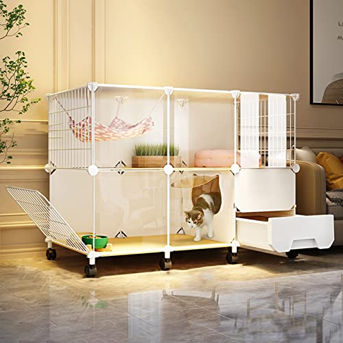 Katzenkäfig für den Innenbereich, Katzenhütten für Indoor-Katzen, Laufstall für Indoor-Katzen, 2-stöckiger Katzenkäfig für den Innenbereich, abnehmbarer Metalldraht, Kätzchenkäfig mit Tür und Rollen von GHKFEJGDEN