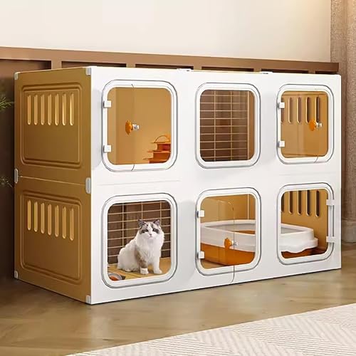 Katzenkäfig für den Innenbereich, mit Katzenleiter, Kratzbaum und Katzenbett, Kleintierkäfig, geeignet für Kätzchen, Welpen, Meerschweinchen, Kaninchen, Chinchillas, Frettchen, großer Übungsplatz von GHKFEJGDEN