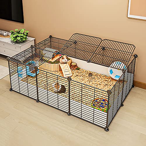 Katzenkäfige Innen, Katzenkäfig Katzenrennen Im Freien Katzengehege Abnehmbare Haustierkäfige Hunde Katzenhaus, für Kleine Tiere Katze Meerschweinchen Kaninchen Hamster Kaninchen Welpen (Color : Black von GHKFEJGDEN