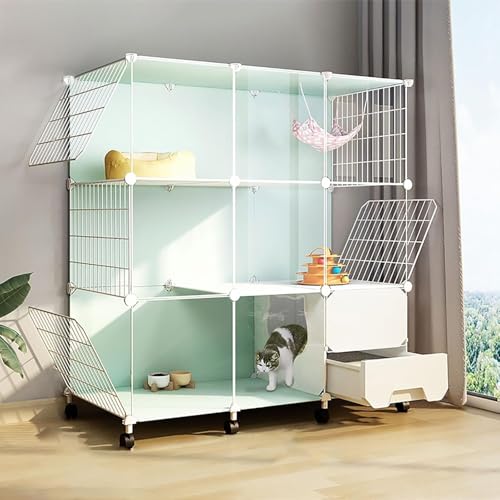 Katzenkäfige für den Innenbereich mit Katzentoilette, Kätzchenkäfig zum Selbermachen, Katzenlaufstall, abnehmbarer Kleintierkäfig, Katzenhaus mit Türen, Tierkäfige für 1-3 Katzen, Häschen, Chinchilla von GHKFEJGDEN