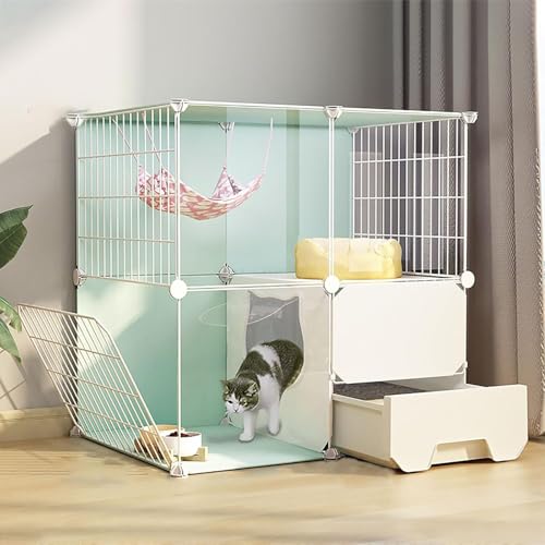 Katzenkäfige für den Innenbereich mit Katzentoilette, Kätzchenkäfig zum Selbermachen, Katzenlaufstall, abnehmbarer Kleintierkäfig, Katzenhaus mit Türen, Tierkäfige für 1-3 Katzen, Häschen, Chinchilla von GHKFEJGDEN