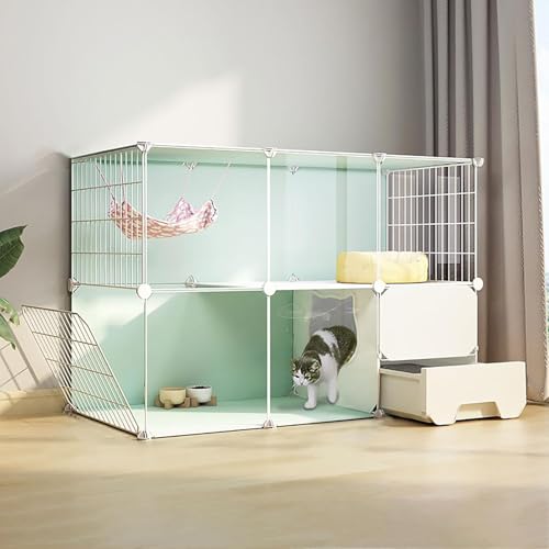 Katzenkäfige für den Innenbereich mit Katzentoilette, Kätzchenkäfig zum Selbermachen, Katzenlaufstall, abnehmbarer Kleintierkäfig, Katzenhaus mit Türen, Tierkäfige für 1-3 Katzen, Häschen, Chinchilla von GHKFEJGDEN
