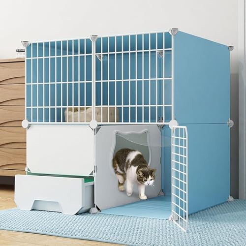 Katzenkäfige für drinnen – Indoor-Katzenkäfige Gehege für den Außenbereich, Katzengehege mit Katzentoilette, zum Selbermachen, abnehmbarer Metalldraht, Kätzchen, Zwinger, Kiste, Kleintierkäfig für von GHKFEJGDEN