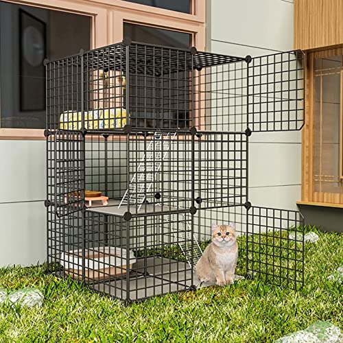 Katzenlaufstall, Haustierlaufstall für den Außenbereich, 3-stöckiger Katzenkäfig, Gehege für den Innenbereich, zum Selbermachen für Kätzchen, Welpen, Hasenübungen Katzenlaufstall, Haustierlaufstall für den Außenbereich, 3-stöckiger Katzenkäfig, Gehege für den Innenbereich, zum Selbermachen für Kätzchen, Welpen, Hasenübungen von GHKFEJGDEN