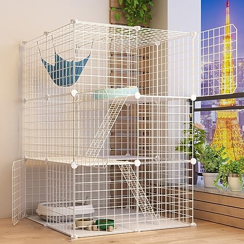 Katzenzaun für den Innenbereich, abnehmbar, Metall, Katzenkäfig, Frettchenkäfig, Hundekäfig, Katzenzaun, Katzenträger, Outdoor-Wohnmobil, Camping-Katzenzaun, Katzenbaum, geeignet für 1-2 Katzen von GHKFEJGDEN