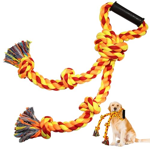 GHOBROFY Hundespielzeug aus Seil für aggressive Kauer und mittelgroße Hunderassen, robust, langlebig, Kauspielzeug, 2 Stück, Zahnreinigung, Kauspielzeug, Gelb von GHOBROFY