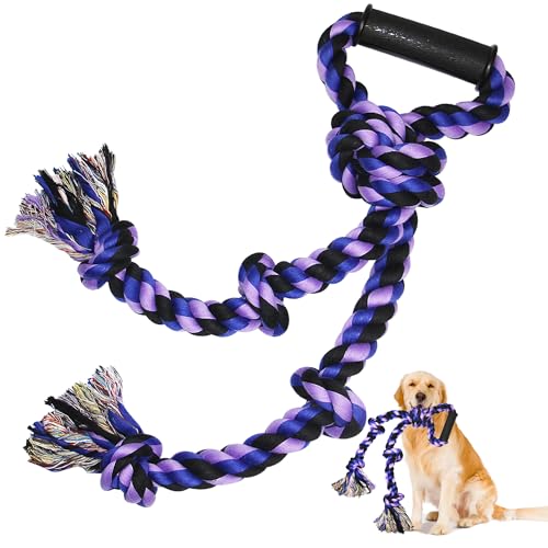 GHOBROFY Hundespielzeug aus Seil für aggressive Kauer und mittelgroße Hunderassen, robust, langlebig, Kauspielzeug, 2 Stück, Zahnreinigung, Kauspielzeug, lila von GHOBROFY
