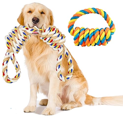 GHOBROFY Hundespielzeug aus Seil für mittelgroße Hunderassen und aggressive Kauer, robust, langlebig, Kauspielzeug für Zahnreinigung, interaktives Baumwoll-Hundespielzeug, Orange von GHOBROFY