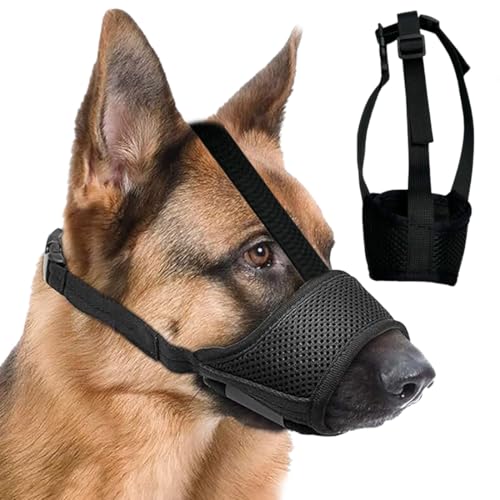GHPKOTW Maulkorb Für Hunde Weicher Nylonmaulkorb Atmungsaktiv Maulkorb Für Haustiere Antibellen Beißen Und Kauen Bequemer Maulkorb Aus Weichem Netzstoff Verstellbarer Riemen Für Kleine Hunde (Schwarz von GHPKOTW