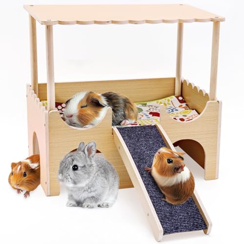 GHWMYD Groß Meerschweinchen Haus aus Holz Mit Rampe, Versteck für Zwerg Hamster Rennmäuse Degus Stachelmäuse Kaninchen, Kleine Haustiere Spielzeug Zubehoer, 38x35x25cm GHWMYD Groß Meerschweinchen Haus aus Holz Mit Rampe, Versteck für Zwerg Hamster Rennmäuse Degus Stachelmäuse Kaninchen, Kleine Haustiere Spielzeug Zubehoer, 38x35x25cm von GHWMYD