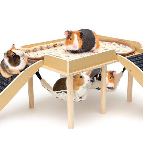 GHWMYD Groß Meerschweinchen Haus aus Holz Mit Rampe & Hängematte, Versteck für Zwerg Hamster Rennmäuse Degus Stachelmäuse Kaninchen, Kleine Haustiere Spielzeug Zubehoer, 18x40x24cm GHWMYD Groß Meerschweinchen Haus aus Holz Mit Rampe & Hängematte, Versteck für Zwerg Hamster Rennmäuse Degus Stachelmäuse Kaninchen, Kleine Haustiere Spielzeug Zubehoer, 18x40x24cm von GHWMYD