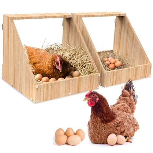 GHWMYD Hühnernistkästen zur Wandmontage, 2er-Pack Hühnerstallzubehör aus Holz für Geflügel zum Eierlegen, 35.3 x 35.3 x 34.2cm große Hühnerneste für Hühner und Enten von GHWMYD