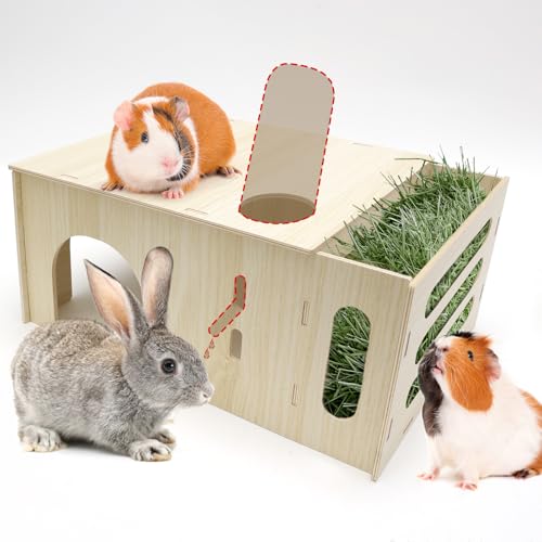 HWMYD Heuraufe Groß Meerschweinchen Haus aus Holz, Versteck für Zwerg Hamster Rennmäuse Degus Stachelmäuse Kaninchen, Kleine Haustiere Spielzeug Zubehoer, 40x17x24cm HWMYD Heuraufe Groß Meerschweinchen Haus aus Holz, Versteck für Zwerg Hamster Rennmäuse Degus Stachelmäuse Kaninchen, Kleine Haustiere Spielzeug Zubehoer, 40x17x24cm von GHWMYD