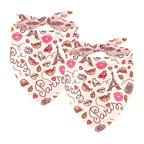 2Pcs Hunde Bandanas Hochzeit Foto Requisite Lätzchen Haustier Zubehör Haustier Schal Katzen Bandana für Hunde Welpen,Eiffelturm Lippen und Vogel von GIAPB