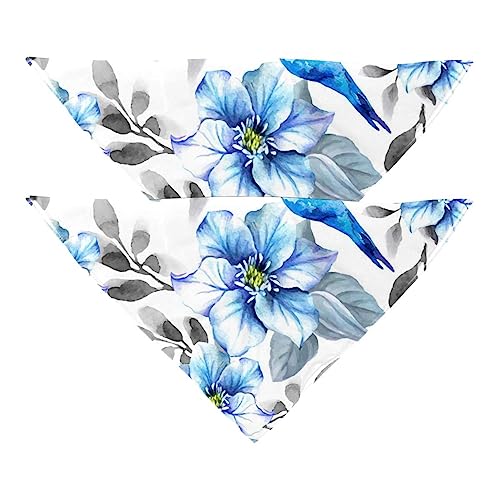 2Pcs Hundehalstücher Schals Lätzchen Haustierhalstücher verstellbares Zubehör für kleine bis große Hunde Welpen Katzen,Blaue Blume und Vogel 2Pcs Hundehalstücher Schals Lätzchen Haustierhalstücher verstellbares Zubehör für kleine bis große Hunde Welpen Katzen,Blaue Blume und Vogel von GIAPB
