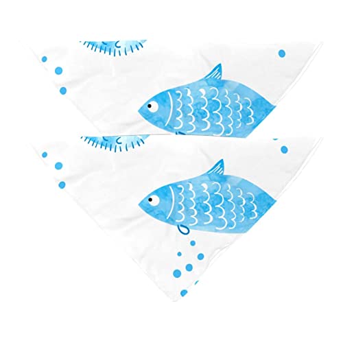 2Pcs Hundehalstücher Schals Lätzchen Haustierhalstücher verstellbares Zubehör für kleine bis große Hunde Welpen Katzen,Blaue Quallen und Fische von GIAPB