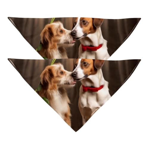 2Pcs Hundehalstücher Schals Lätzchen Haustierhalstücher verstellbares Zubehör für kleine bis große Hunde Welpen Katzen,Niedliches Hundeblumen Tiermuster von GIAPB