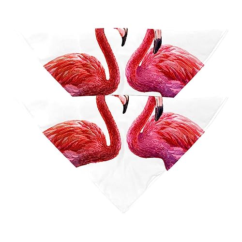 2Pcs Hundehalstücher Schals Lätzchen Haustierhalstücher verstellbares Zubehör für kleine bis große Hunde Welpen Katzen,Roter Flamingo Vogel von GIAPB