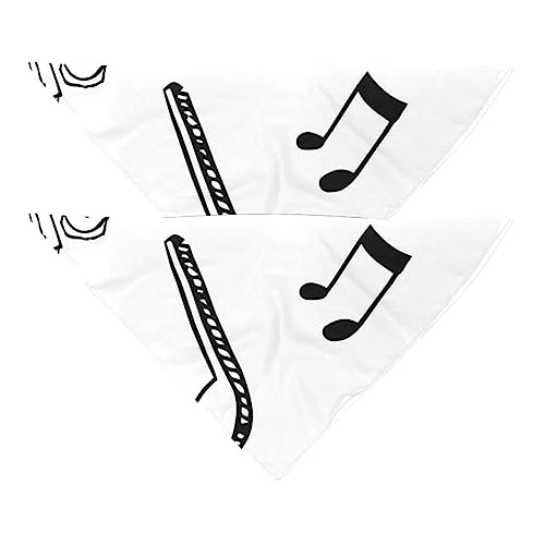2Pcs Hundehalstücher Schals Lätzchen Haustierhalstücher verstellbares Zubehör für kleine bis große Hunde Welpen Katzen,Schwarze Musiknote von GIAPB