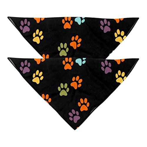 2Pcs Hundehalstücher Schals Lätzchen Haustierhalstücher verstellbares Zubehör für kleine bis große Hunde Welpen Katzen,Tierischer Fußabdruck von GIAPB