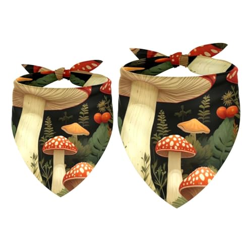 2Pcs Hundehalstücher Taschentücher Schals Lätzchen Kopftücher Schals Zubehör für Hunde Katzen Haustierliebhaber,Bunte Pflanzenpilz Kunstillustration von GIAPB