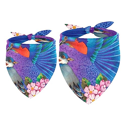 2Pcs Hundehalstücher Taschentücher Schals Lätzchen Kopftücher Schals Zubehör für Hunde Katzen Haustierliebhaber,Frühlings Sommer Blauer Vogel von GIAPB