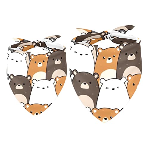 2Pcs Hundehalstücher Taschentücher Schals Lätzchen Kopftücher Schals Zubehör für Hunde Katzen Haustierliebhaber,Nahtloser Cartoon Bär von GIAPB