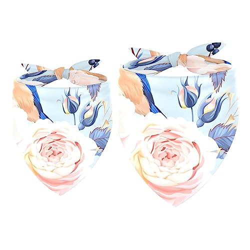 2Pcs Hundehalstücher Taschentücher Schals Lätzchen Kopftücher Schals Zubehör für Hunde Katzen Haustierliebhaber,Vogel Rosen Blume von GIAPB