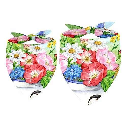 2Pcs Hundehalstücher Taschentücher Schals Lätzchen Kopftücher Schals Zubehör für Hunde Katzen Haustierliebhaber,Willkommen Schmetterlings Blumen Vögel von GIAPB