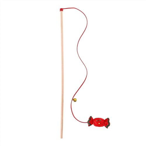 GIBZ 2 Stück Interaktives Katzenspielzeug, Katzenstab Katzenangel Spielzeug mit Glocke für Kätzchen oder Katze, Rote Bonbons GIBZ 2 Stück Interaktives Katzenspielzeug, Katzenstab Katzenangel Spielzeug mit Glocke für Kätzchen oder Katze, Rote Bonbons von GIBZ