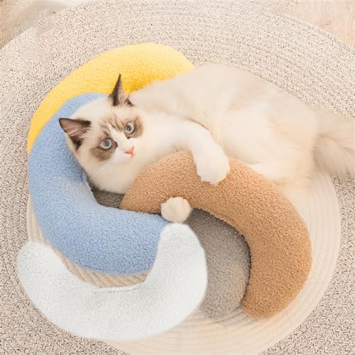 GIBZ 5 Stück Kissen für Katzen Weich Einfarbig Katzenminze Spielzeug Nackenkissen Halbes Donut Haustier Pad Waschbar von GIBZ