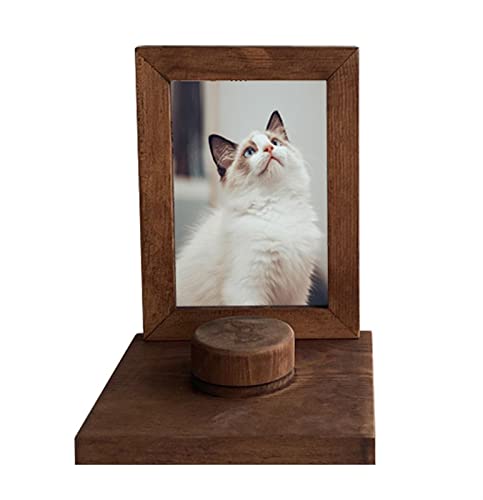 GIBZ Bilderrahmen aus Holz für Hunde und Katzen mit Tierfellknäuel Raum für Erinnerung, Dunkle Farbe von GIBZ
