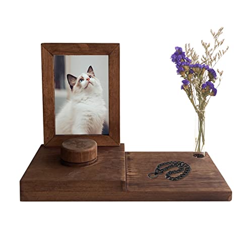 GIBZ Bilderrahmen aus Holz für Hunde und Katzen mit Tierfellknäuel Raum für Erinnerung, Verlängern, Dunkle Farbe von GIBZ