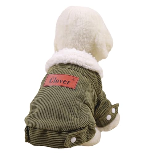 GIBZ Extra Warmer Hundewintermantel Hunde Fleece Sherpa Gefüttert Kaltwettermäntel Haustier Warme Jacke Gepolsterte Kleidung für Kleine Grün von GIBZ
