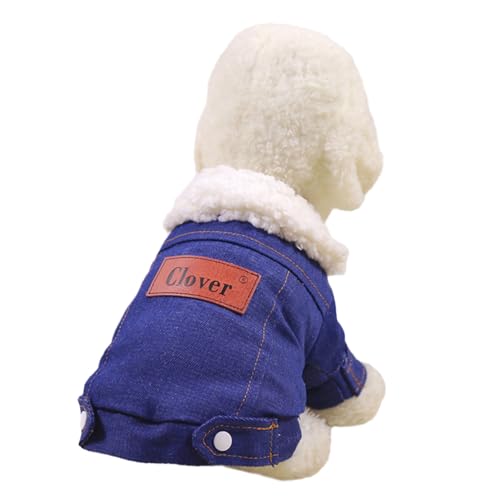 GIBZ Extra Warmer Hundewintermantel Hunde Fleece Sherpa Gefüttert Kaltwettermäntel Haustier Warme Jacke Gepolsterte Kleidung für Kleine Marineblau Blau von GIBZ