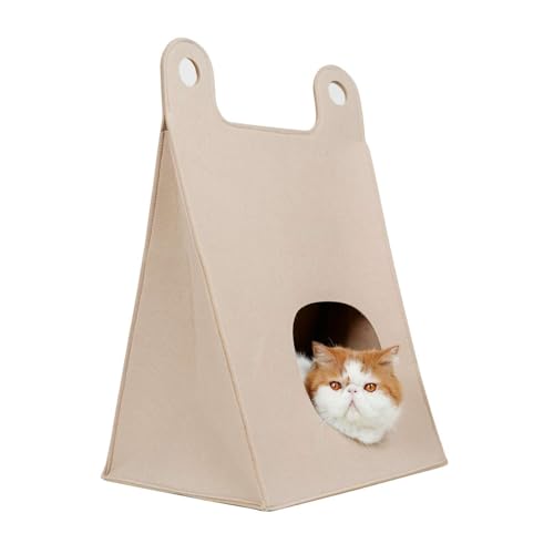 GIBZ Filz Katzenbett für Indoor Versteck Tragbares Katzennest Waschbar Einzigartiges Design Süß Haustierhaus, Beige GIBZ Filz Katzenbett für Indoor Versteck Tragbares Katzennest Waschbar Einzigartiges Design Süß Haustierhaus, Beige von GIBZ