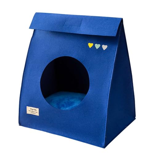 GIBZ Filz Katzenbett für Innenbereich mit Weichem Kissen Katzenhaus Waschbar und Süß Katzennest für Haustiere, Dunkelblau GIBZ Filz Katzenbett für Innenbereich mit Weichem Kissen Katzenhaus Waschbar und Süß Katzennest für Haustiere, Dunkelblau von GIBZ