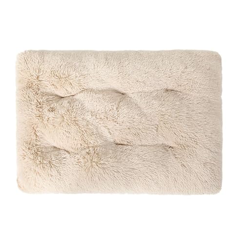 GIBZ Flauschig Hundebett Matte, Warme und Dicke Hundematte, Waschbares Kunstfell Plüsch Katzennest, Hundebett für Kaltes Winterwetter, Beige, L(80x55cm) von GIBZ